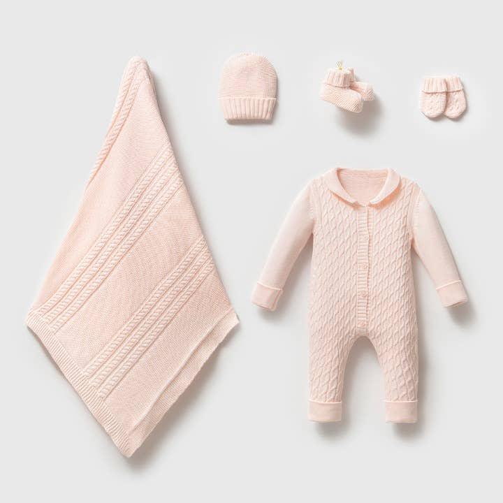 Organic Cotton Pink Newborn Knit Set